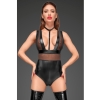 F183 Powerwetlook body with wide straps, tulle inserts and velvet choker S